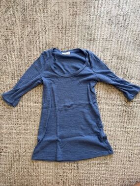 T.La Scoop Neck Ribbed Top - Denim Blue